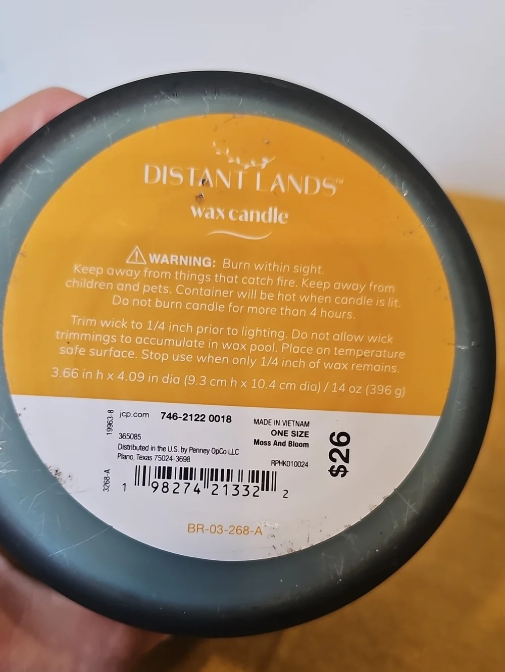 Distant Lands Moss & Bloom 3-Wick Scented Jar Candle NWT